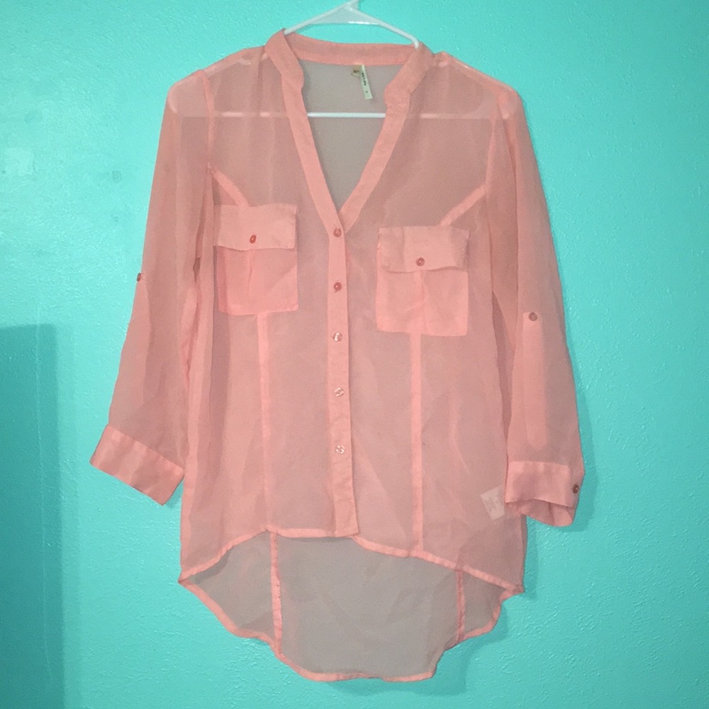 Coral button up